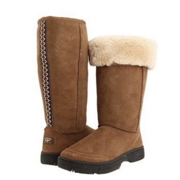 UGG Shoes - UGG Tasman Braid Boots  Sz 7 Chestnut Ultra Tall 5284 Suede Leather Fleece Lined